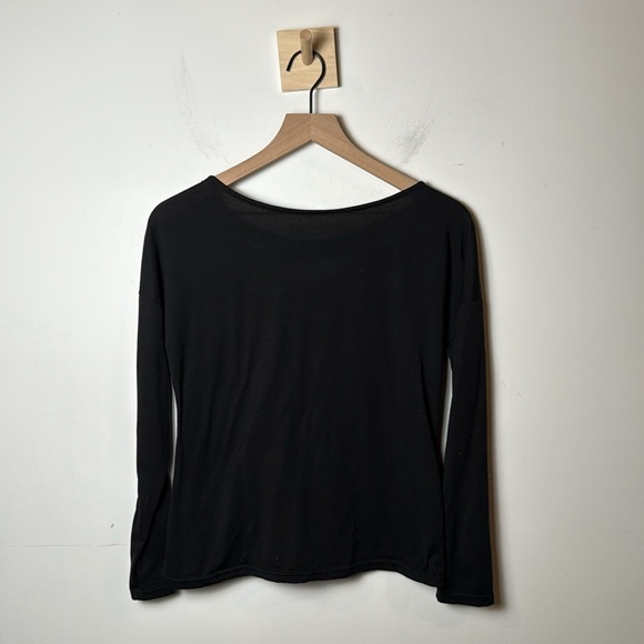 Women’s Black Criss Cross Back Detail Long Sleeve Shirt - Picture 3 of 5